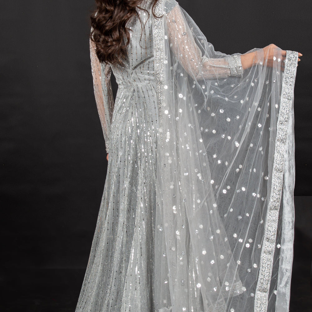 gown for wedding party with dupatta