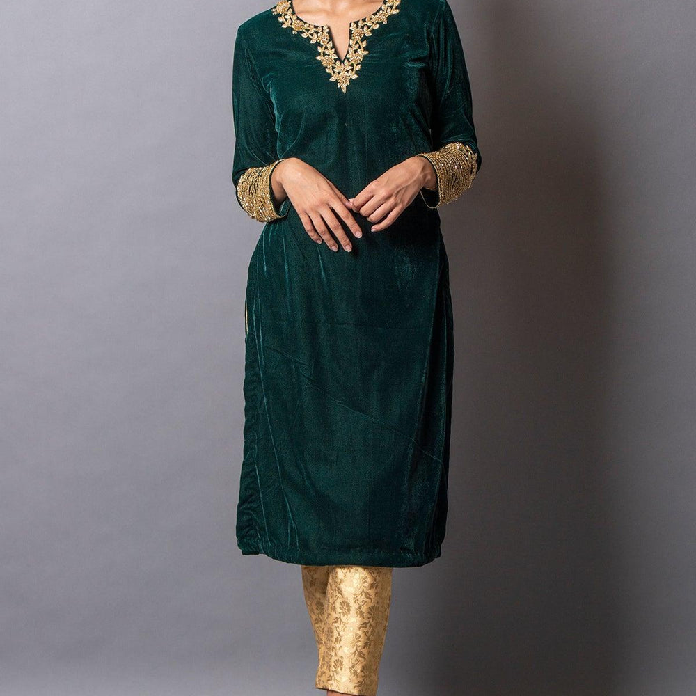 
                  
                    green kurta with golden pant
                  
                