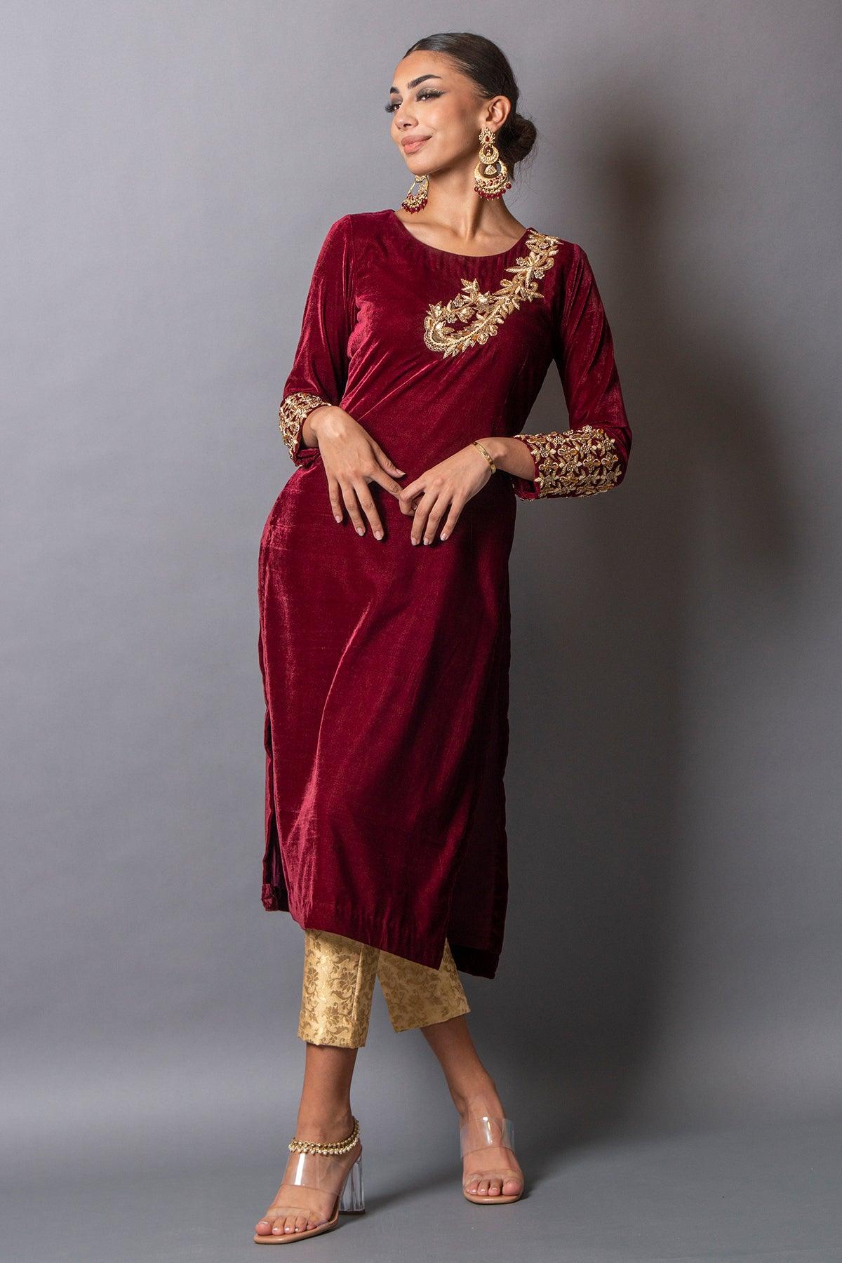 red velvet kurta