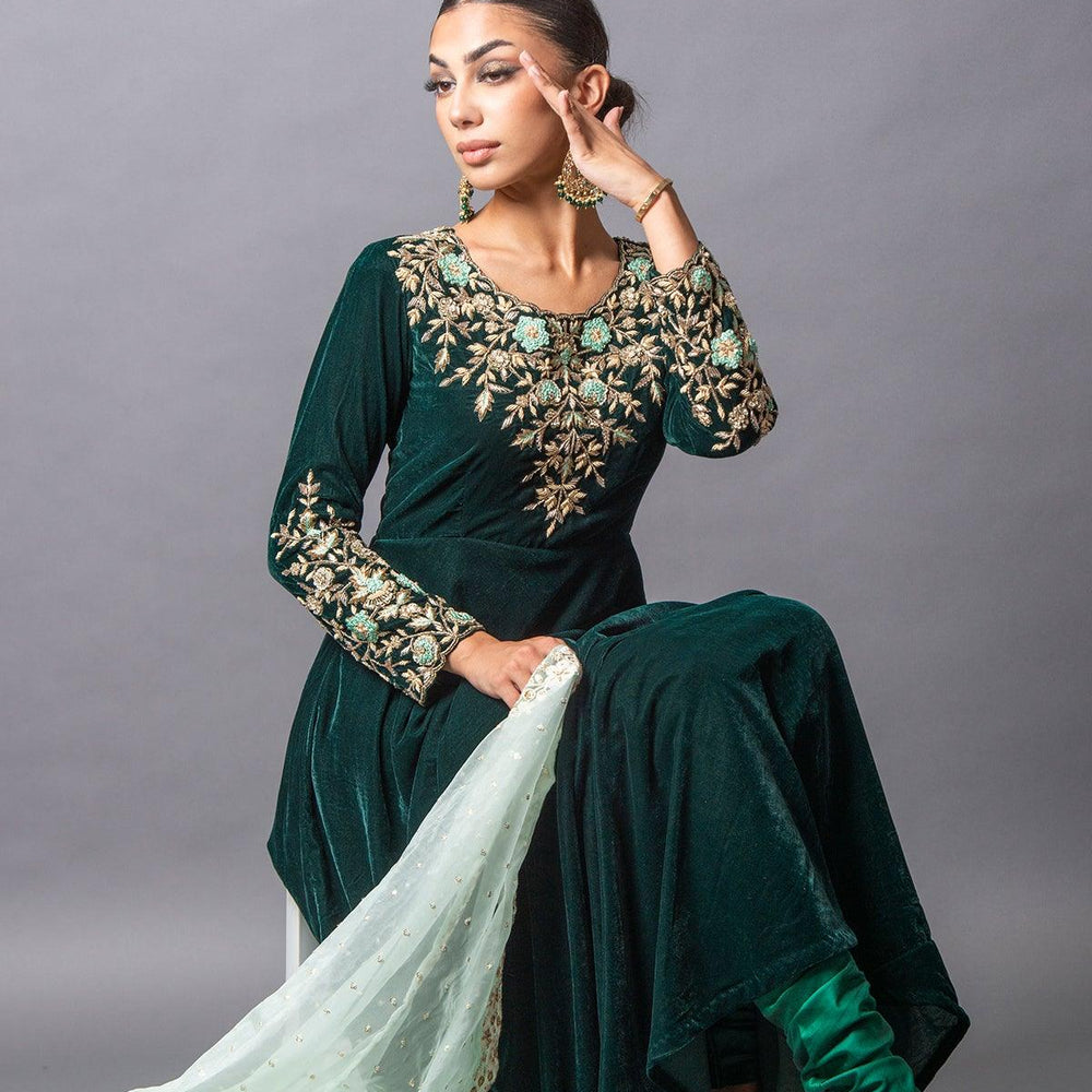 
                  
                    long velvet gown
                  
                