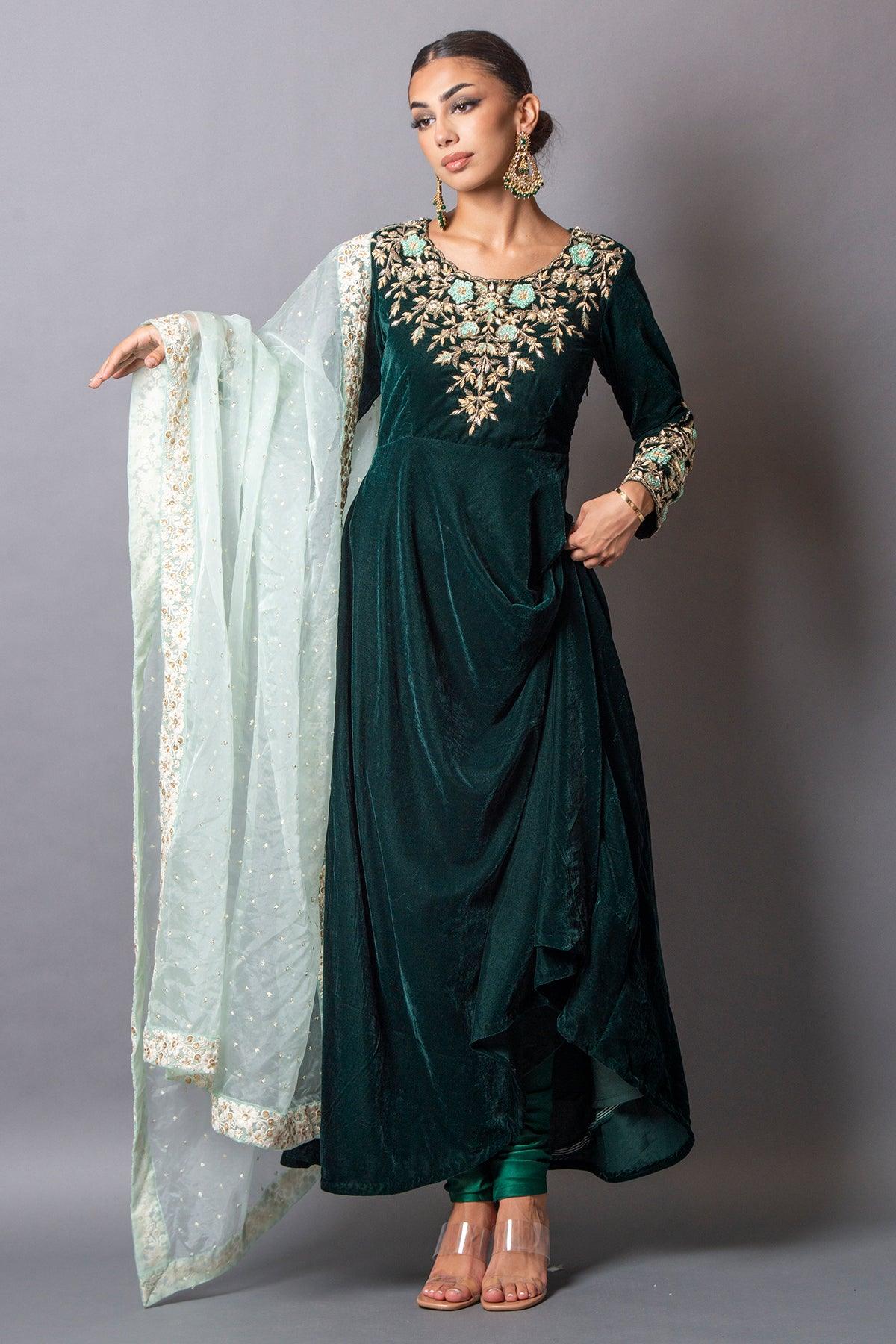 long green velvet gown