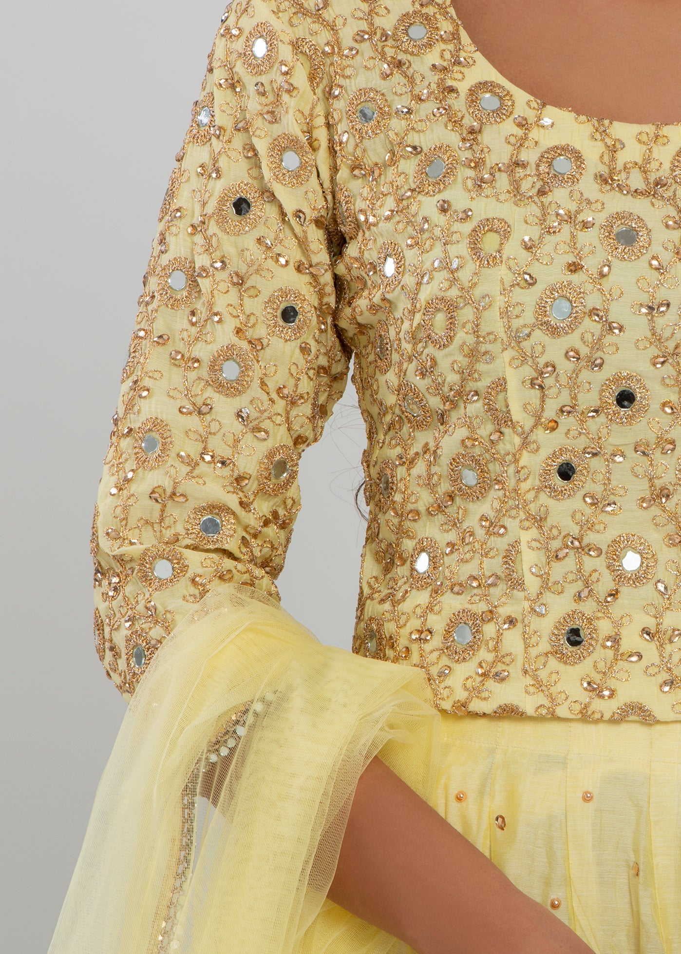 Kashaf Yellow Thread Embroidered Lehenga
