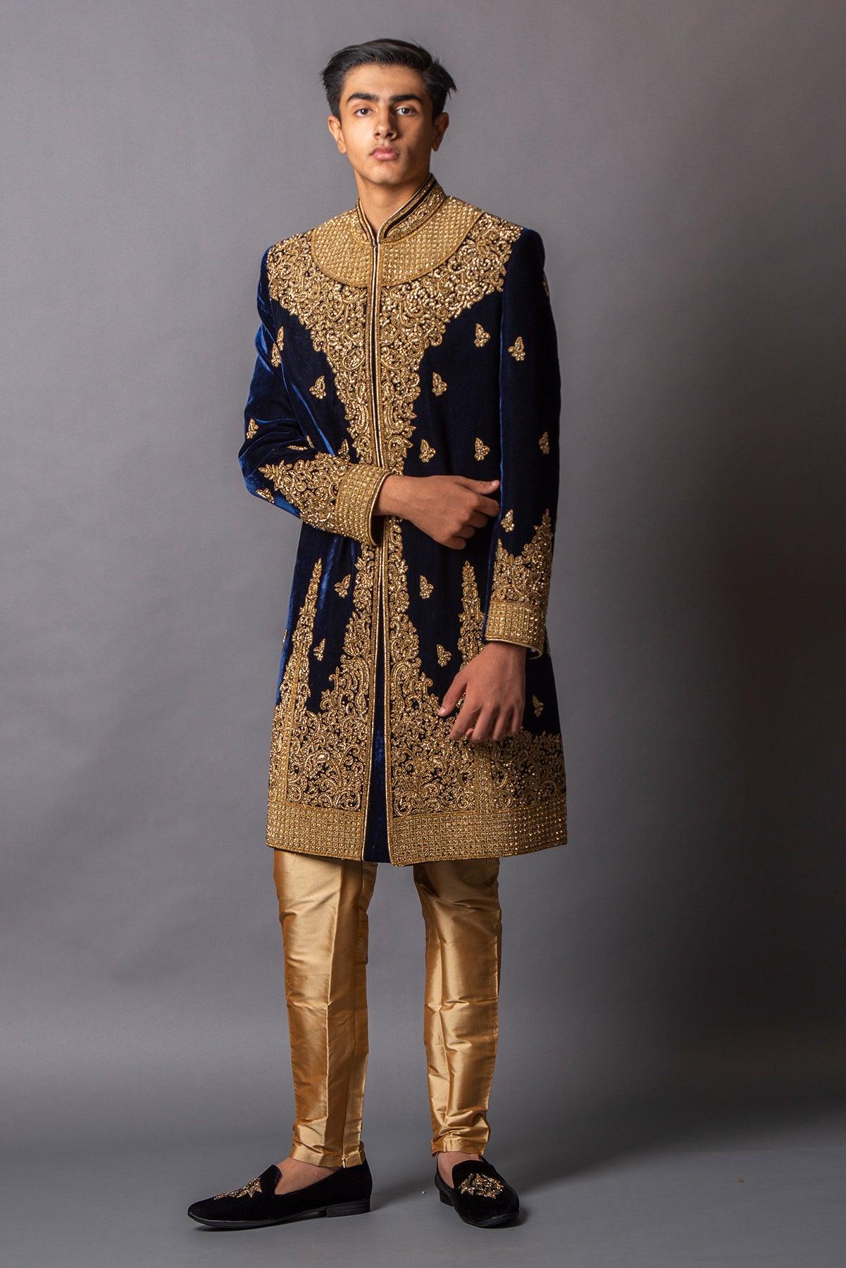 velvet sherwani design