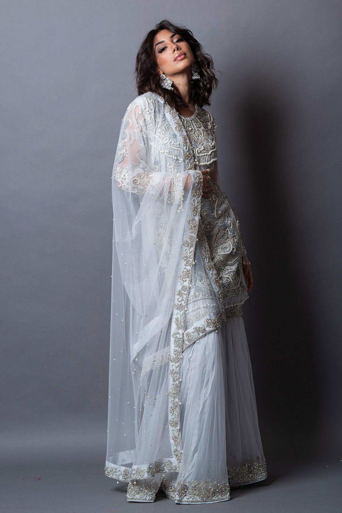 light grey gharara suit