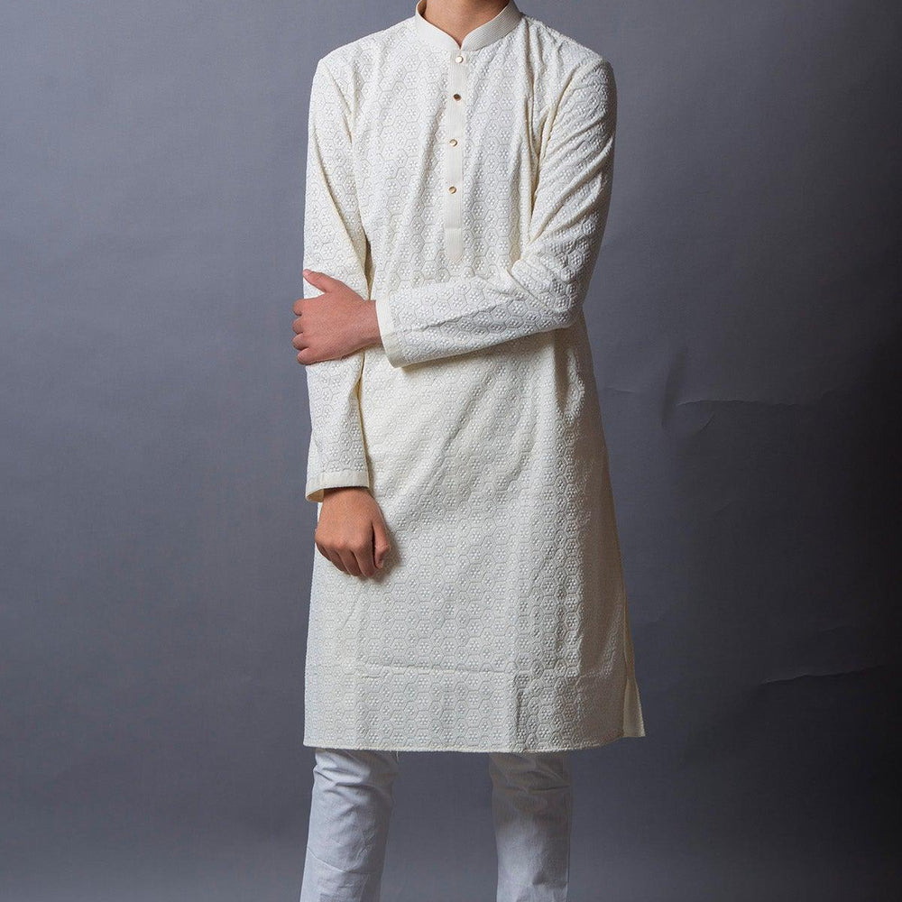 designer white kurta and pajama for men