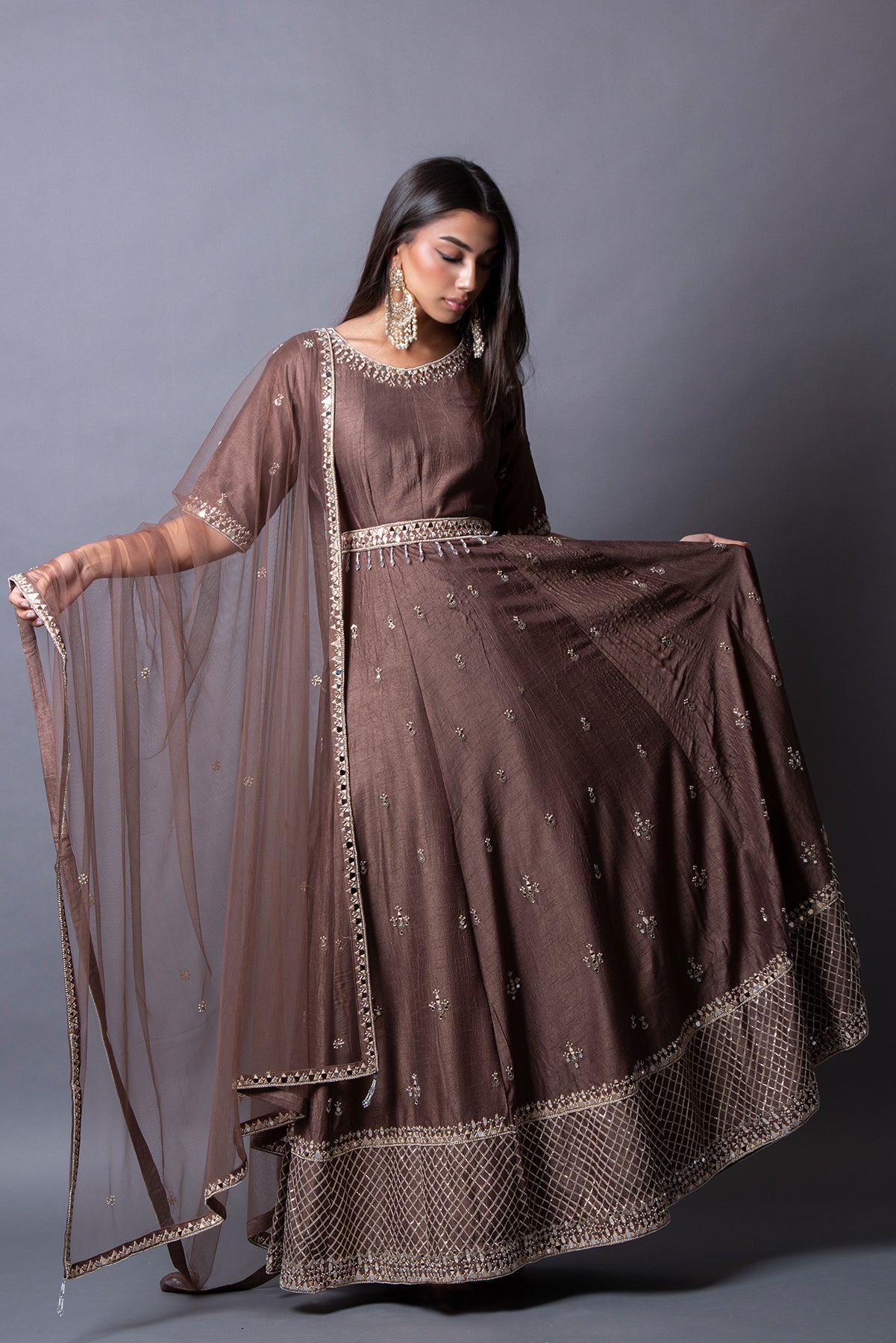 long anarkali gown