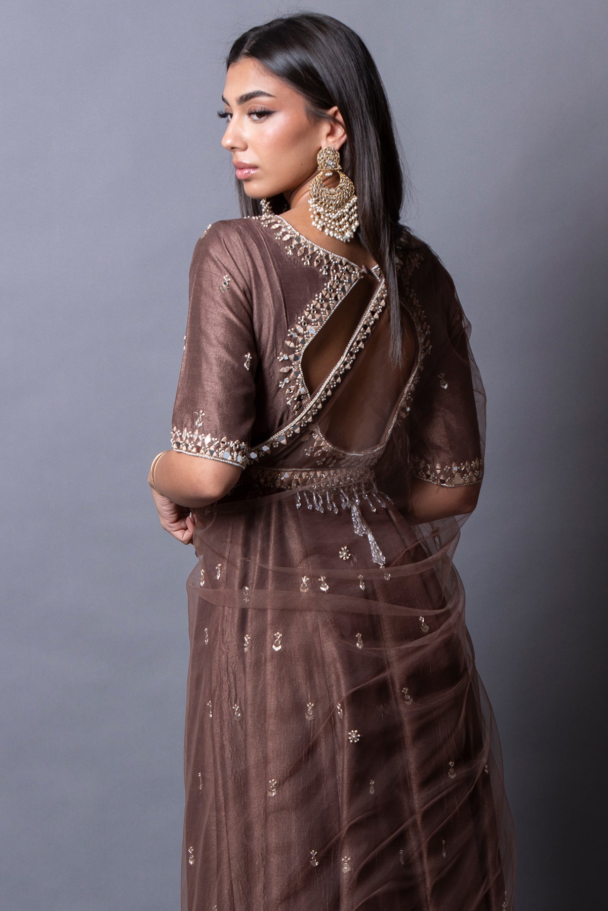 dusky brown anarkali gown