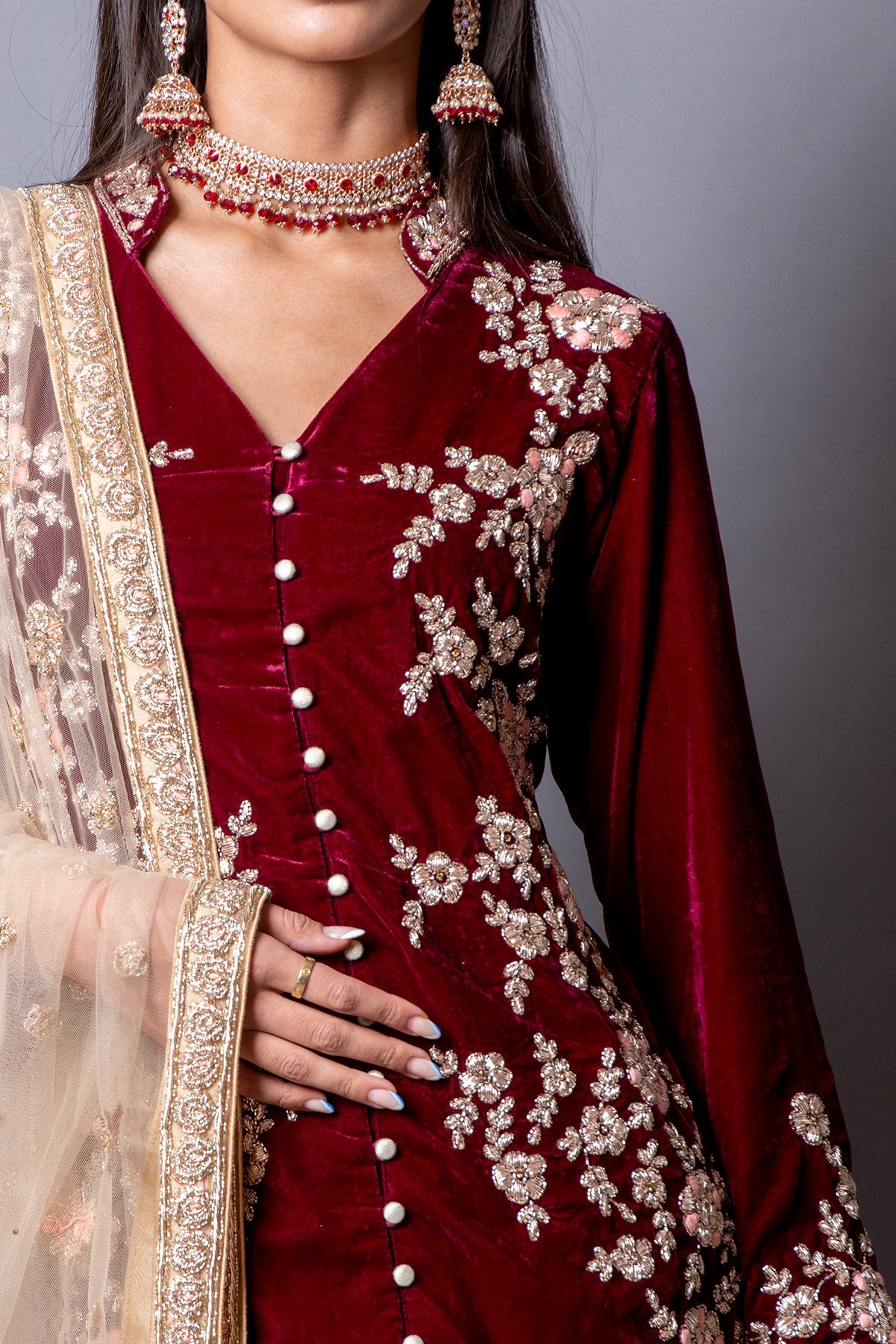 Muntaha - Embellished Velvet Salwar Kameez