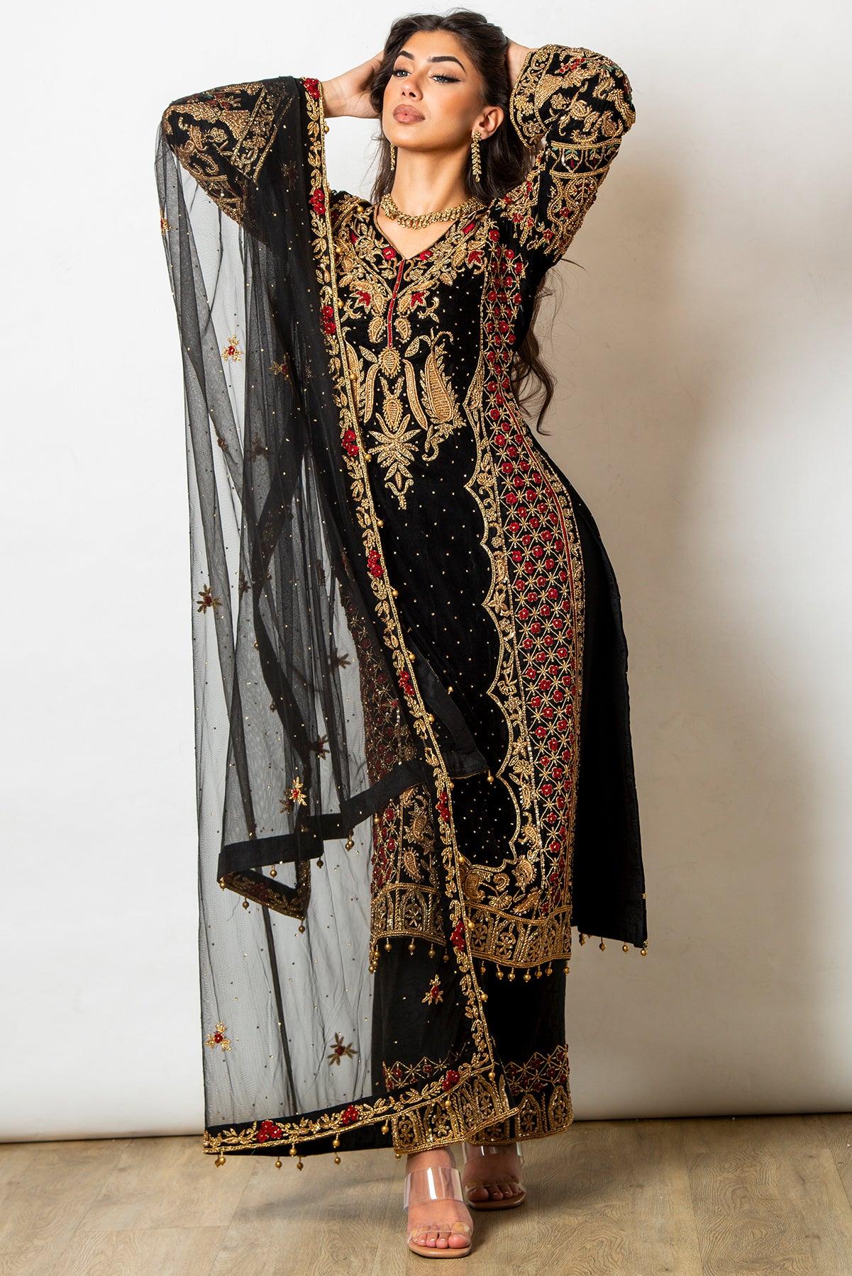 long velvet designer kameez 