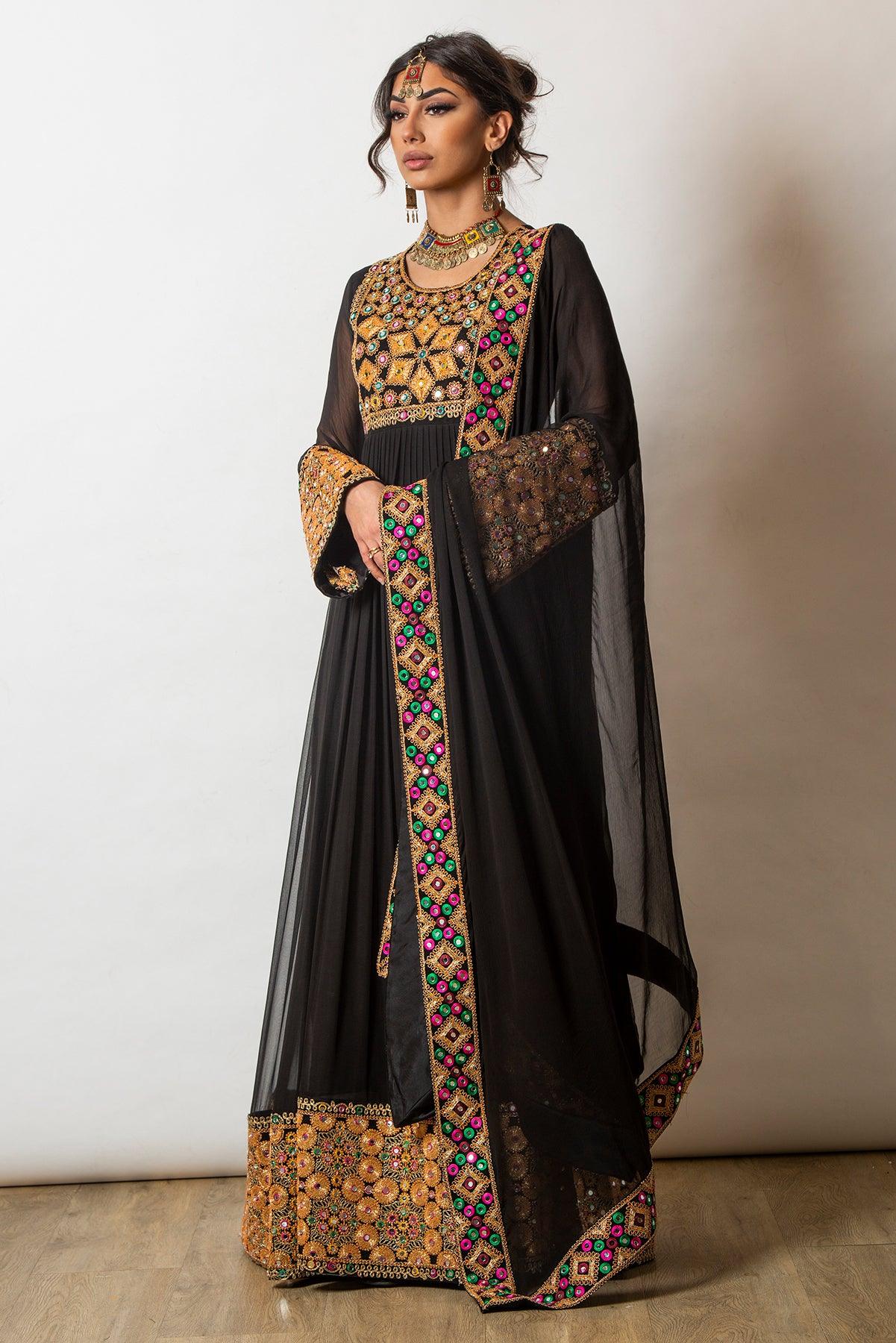 black afghan style dress