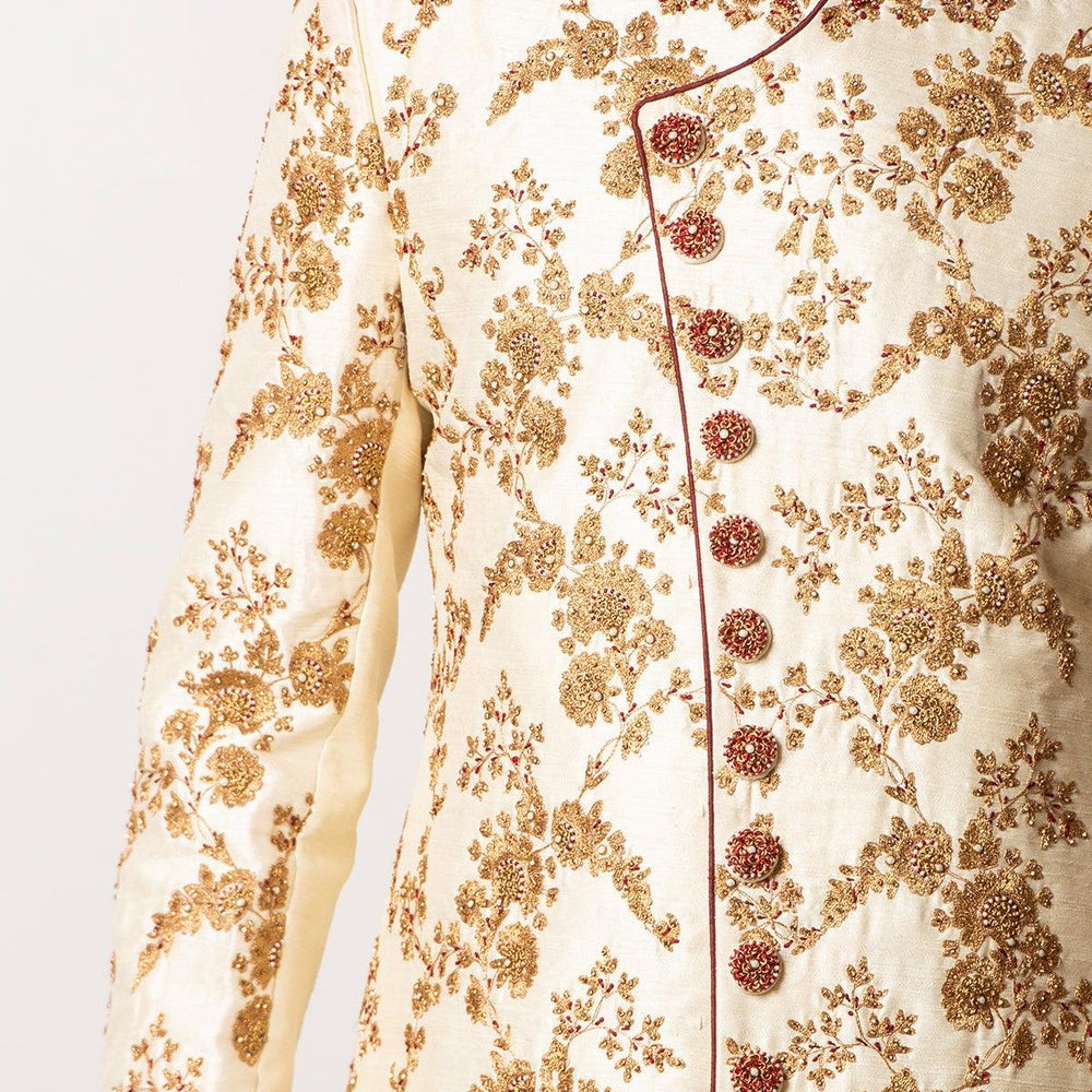 
                  
                    floral designed sherwani for groom
                  
                