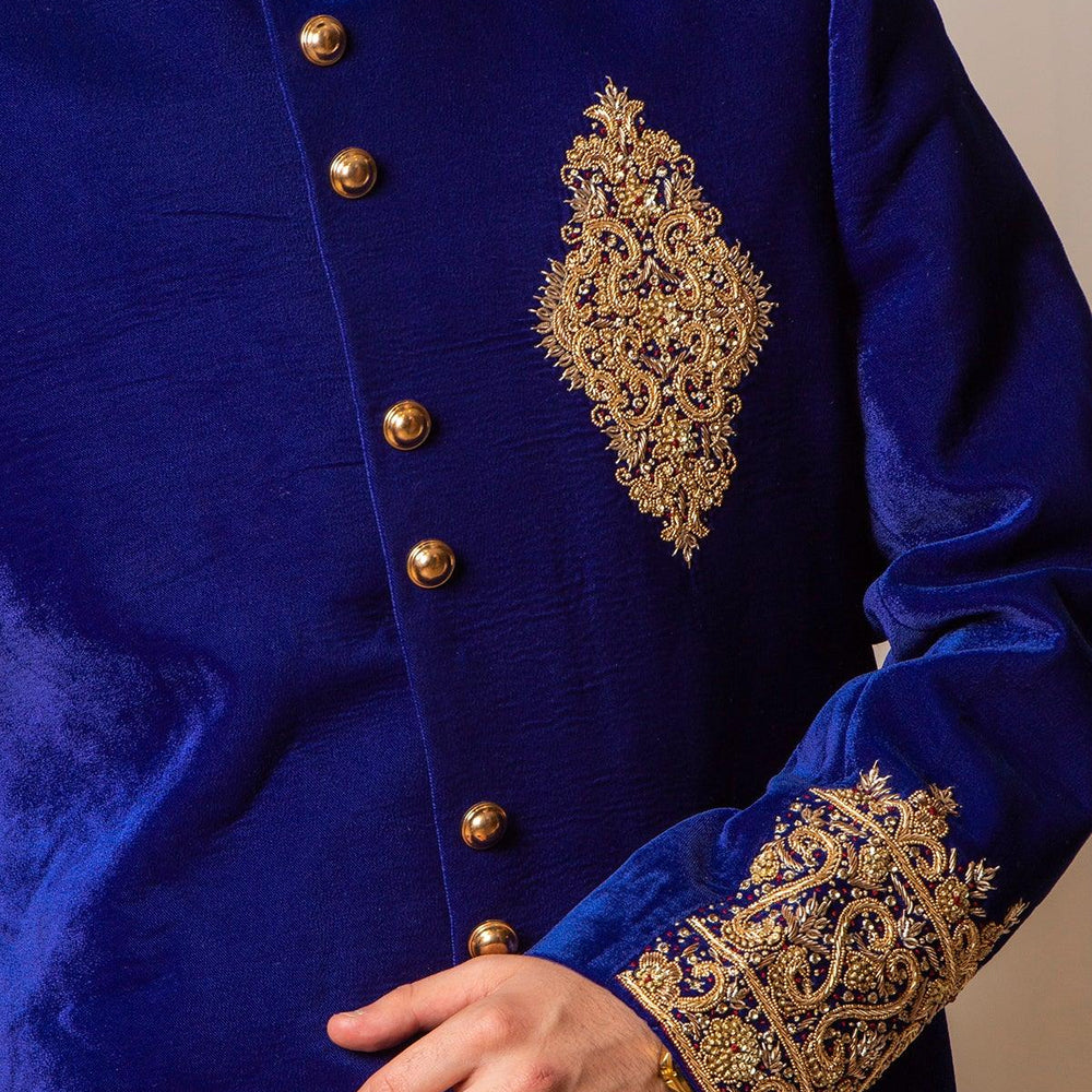 
                  
                    blue velvet sherwani
                  
                