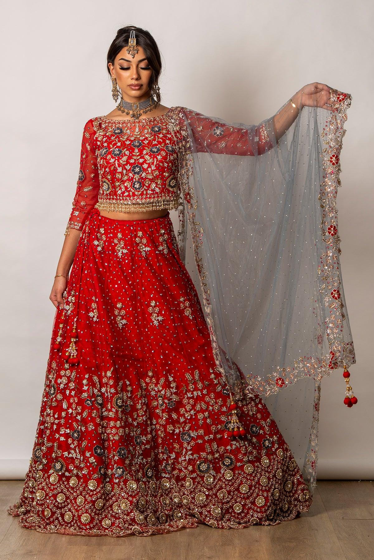 red lehenga choli