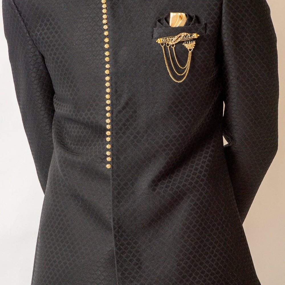 
                  
                    black sherwani with gold button
                  
                