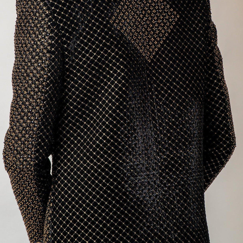 
                  
                    black sherwani with golden beads
                  
                