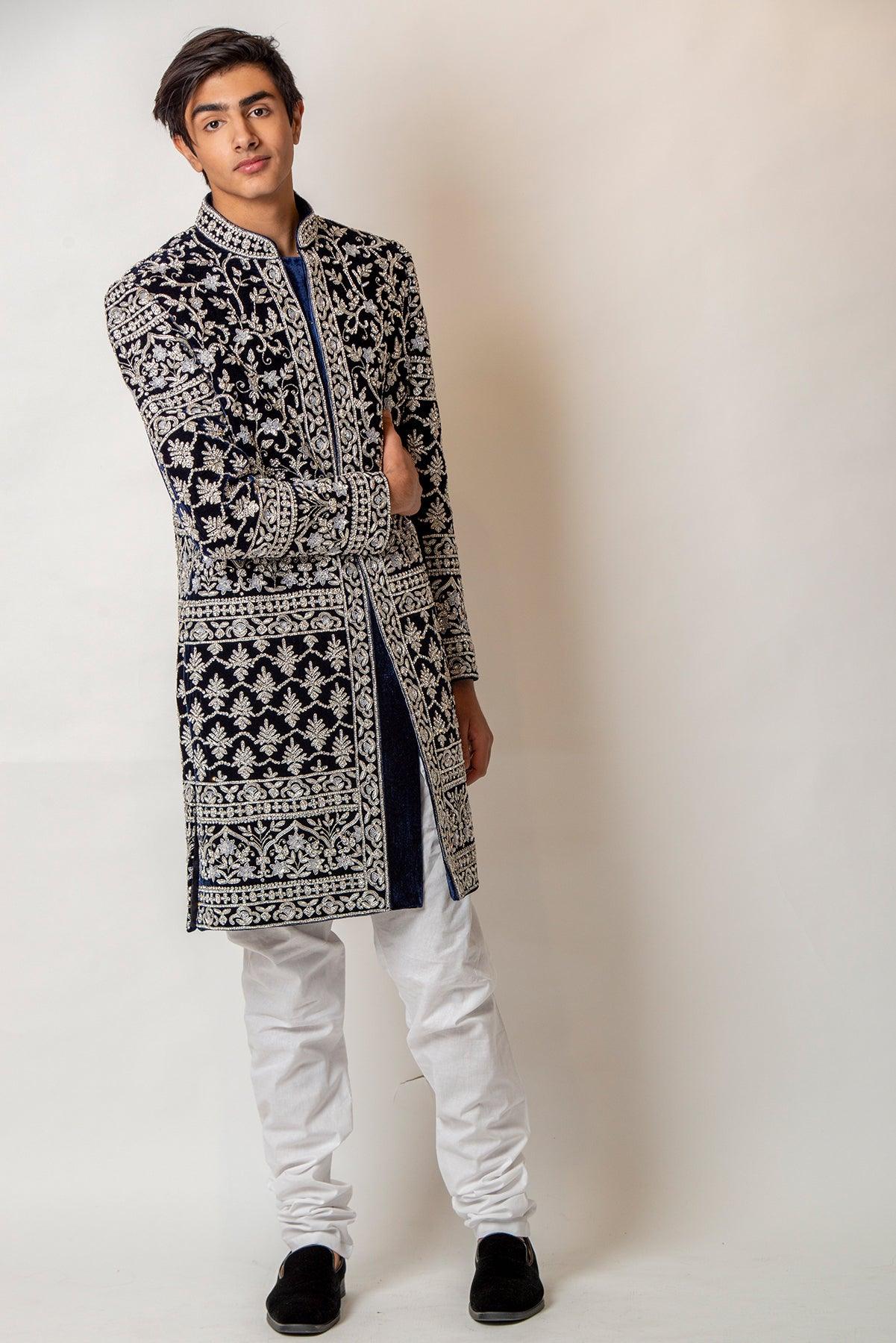 deep blue sherwani for men