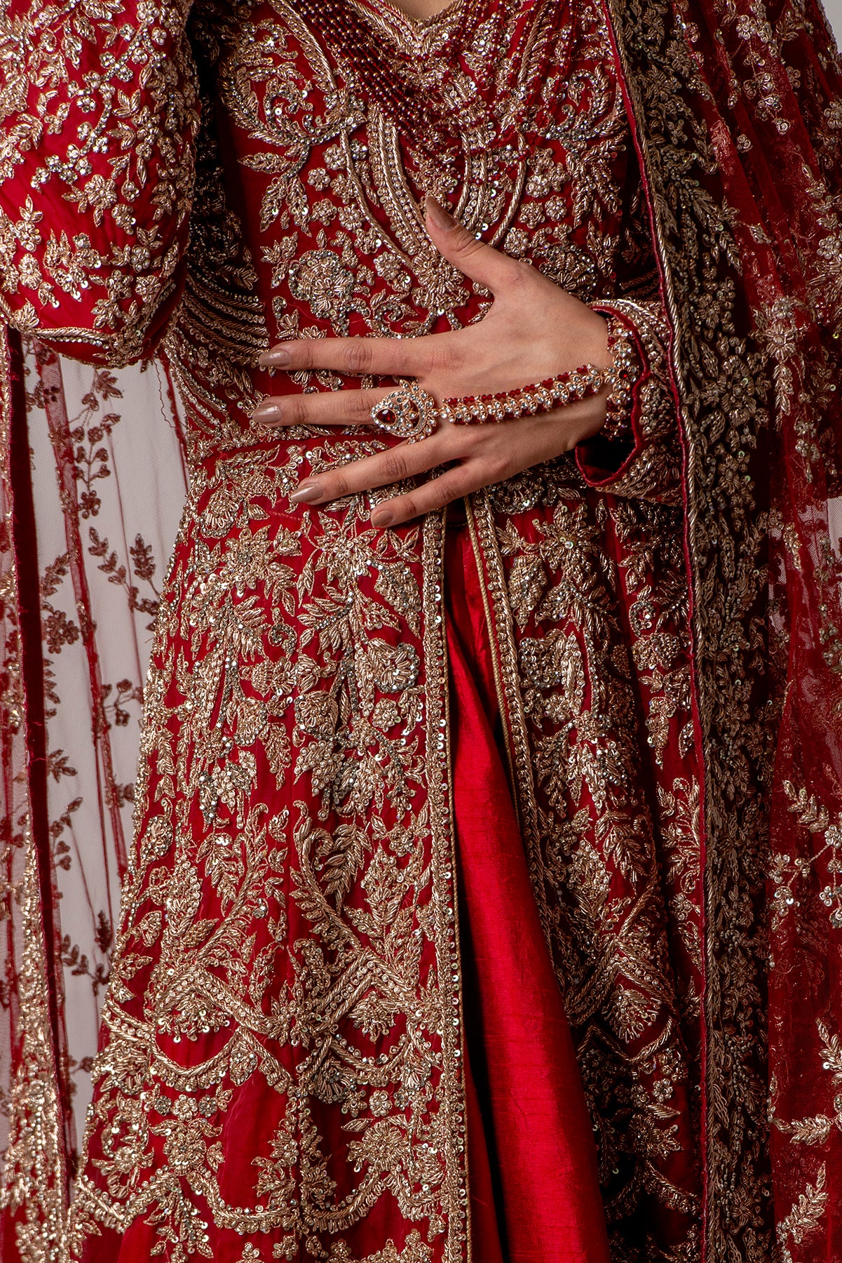 red bridal lehenga