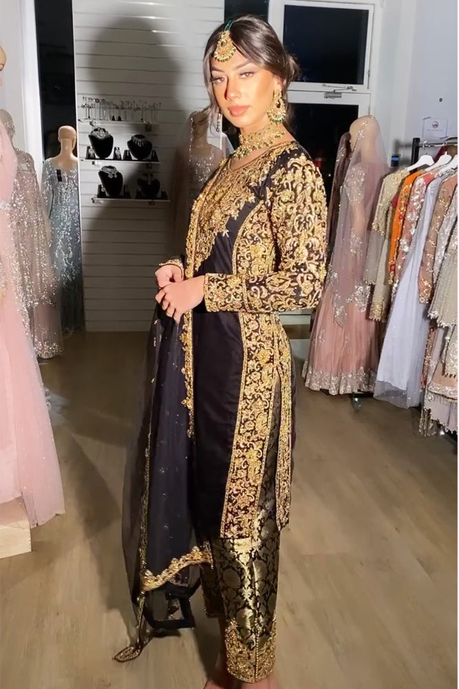 black and gold pant and kurta