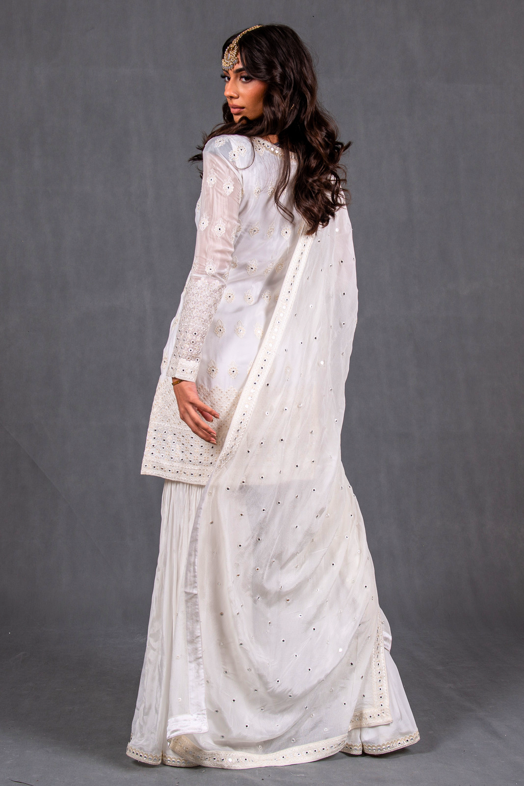 Razia - Off White Chikankari Gharara Suit