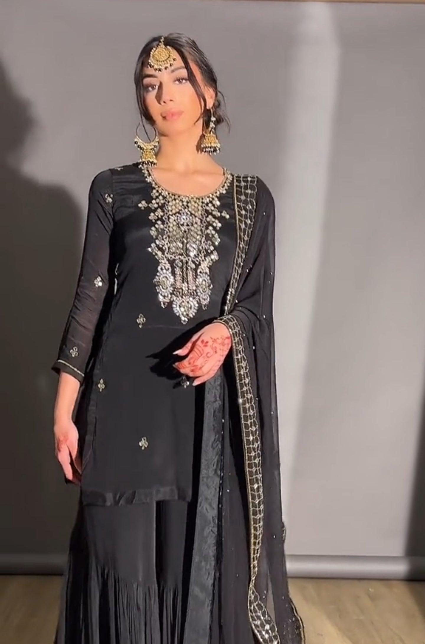 black gharara with top