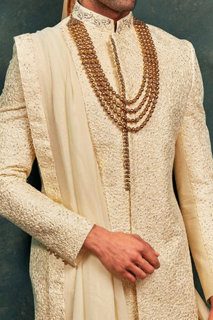 cream sherwani for groom