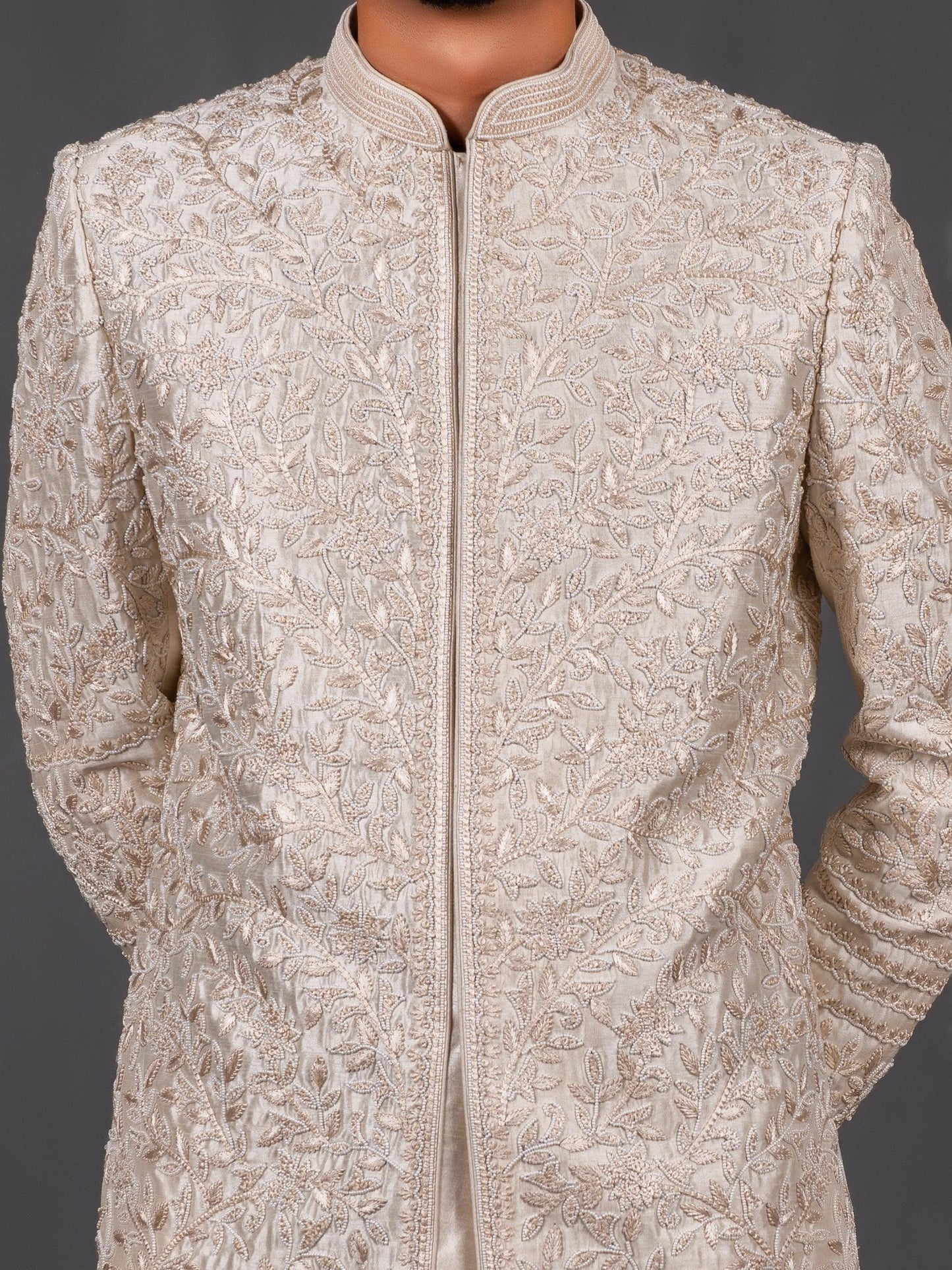 cream wedding sherwani