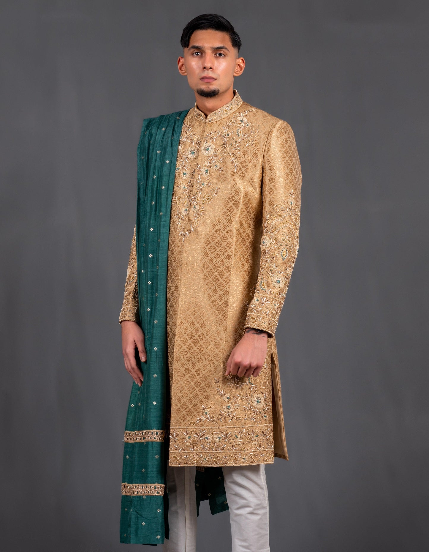 golden sherwani for groom