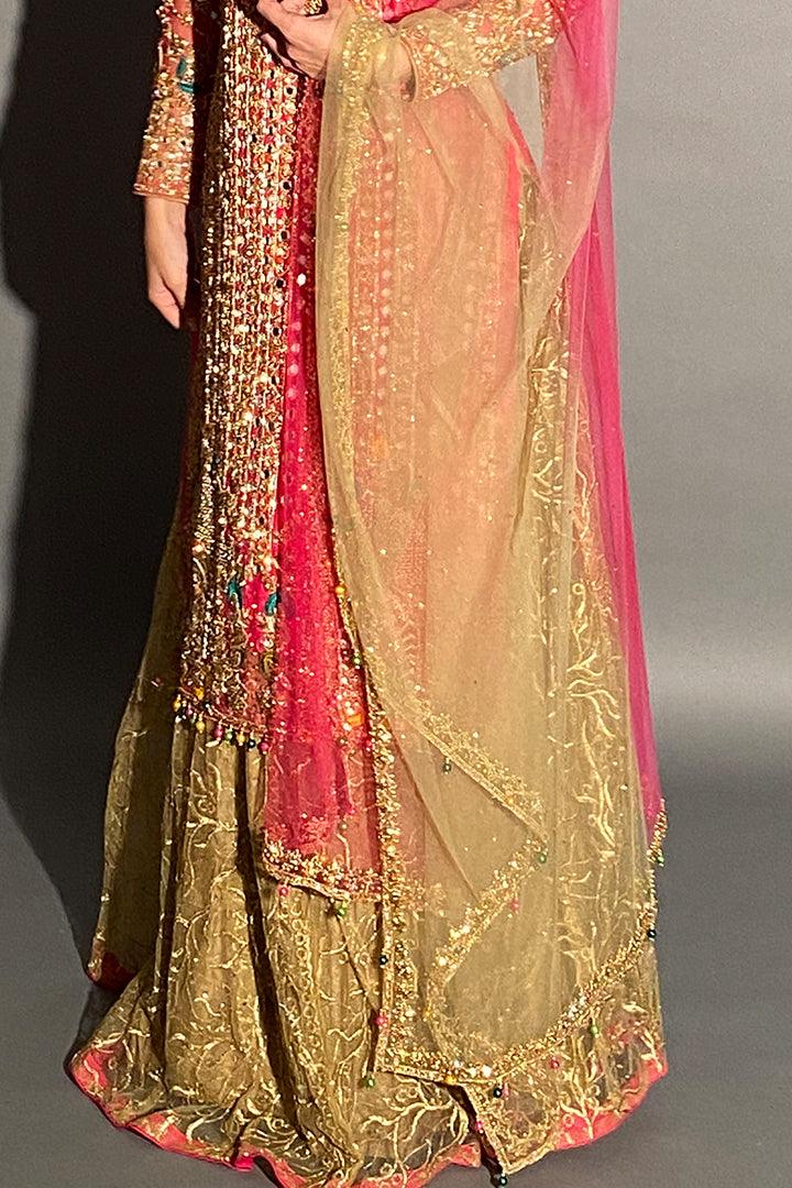 pink kameez with lehenga