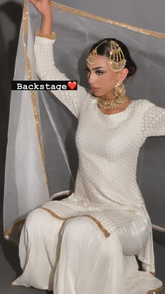 
                  
                    Load and play video in Gallery viewer, white gharara set
                  
                