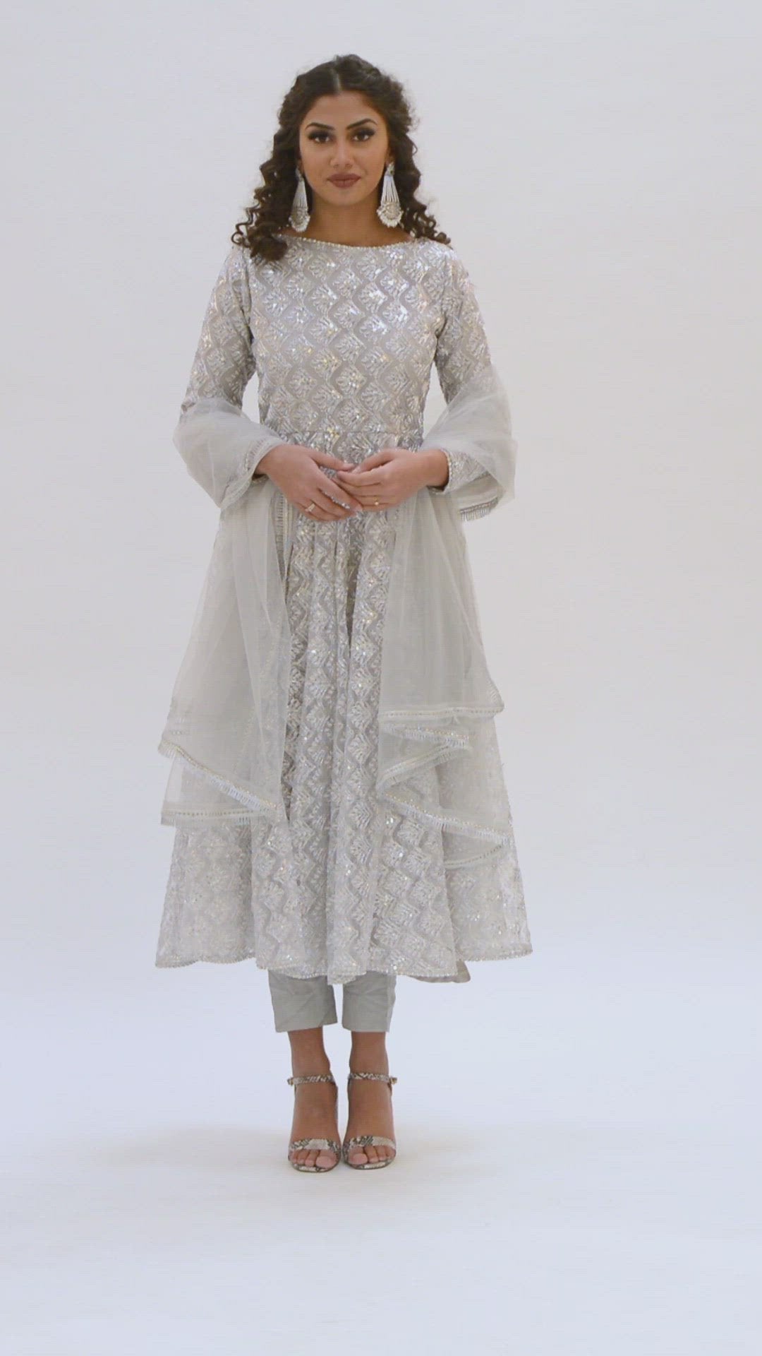 Grey anarkali suit