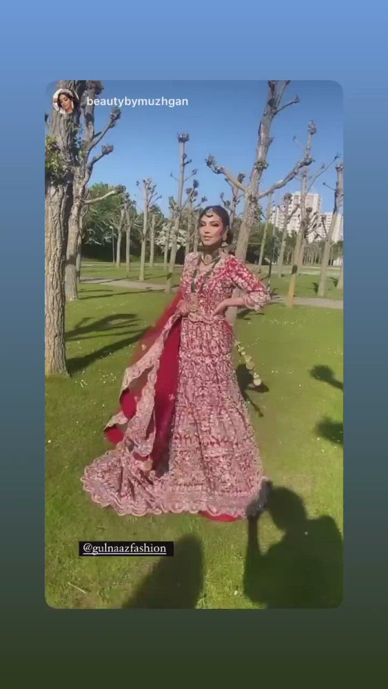 
                  
                    Load and play video in Gallery viewer, bridal red lehenga 
                  
                