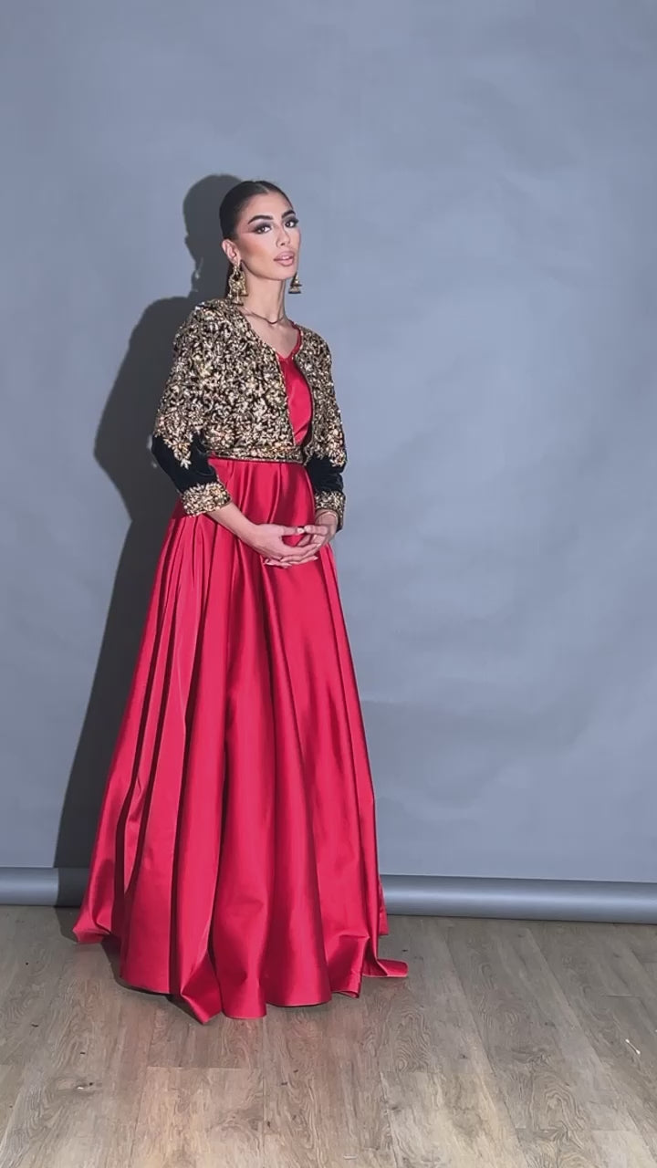gown with embroided jacket