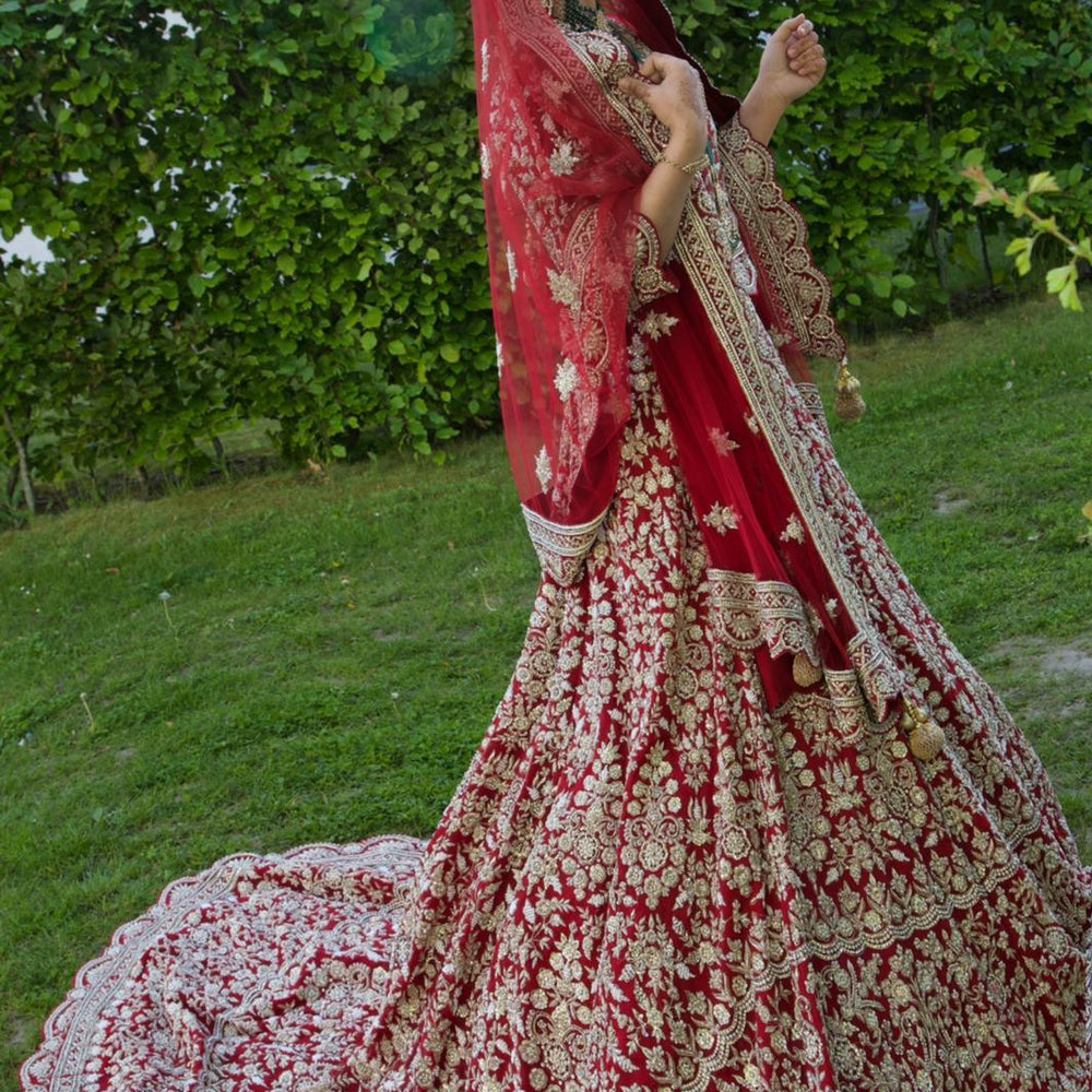 red bridal wear dress