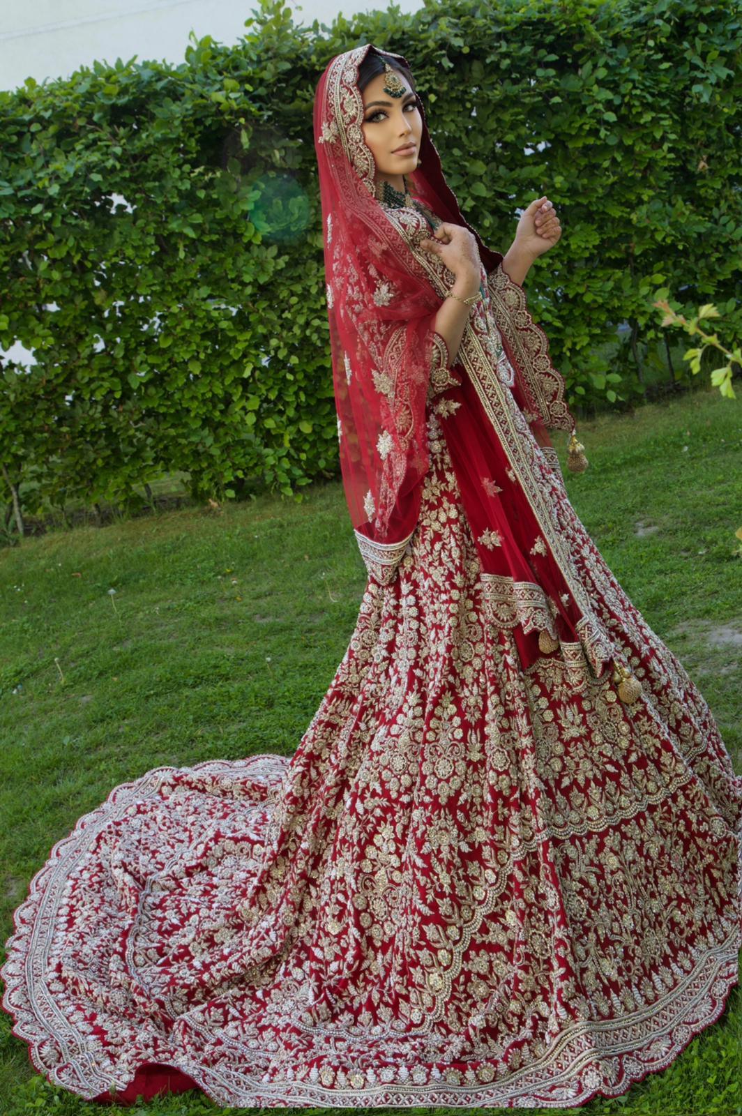 red bridal wear dress