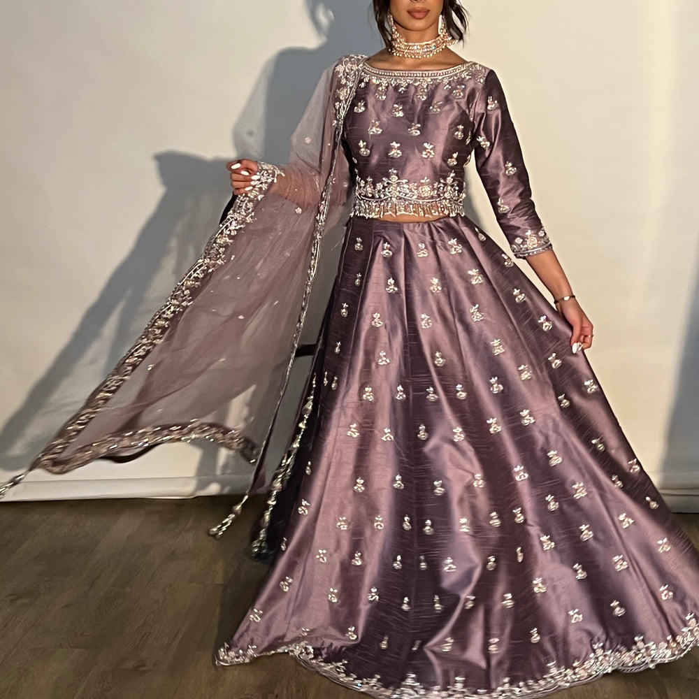 designer peplum top with lehenga